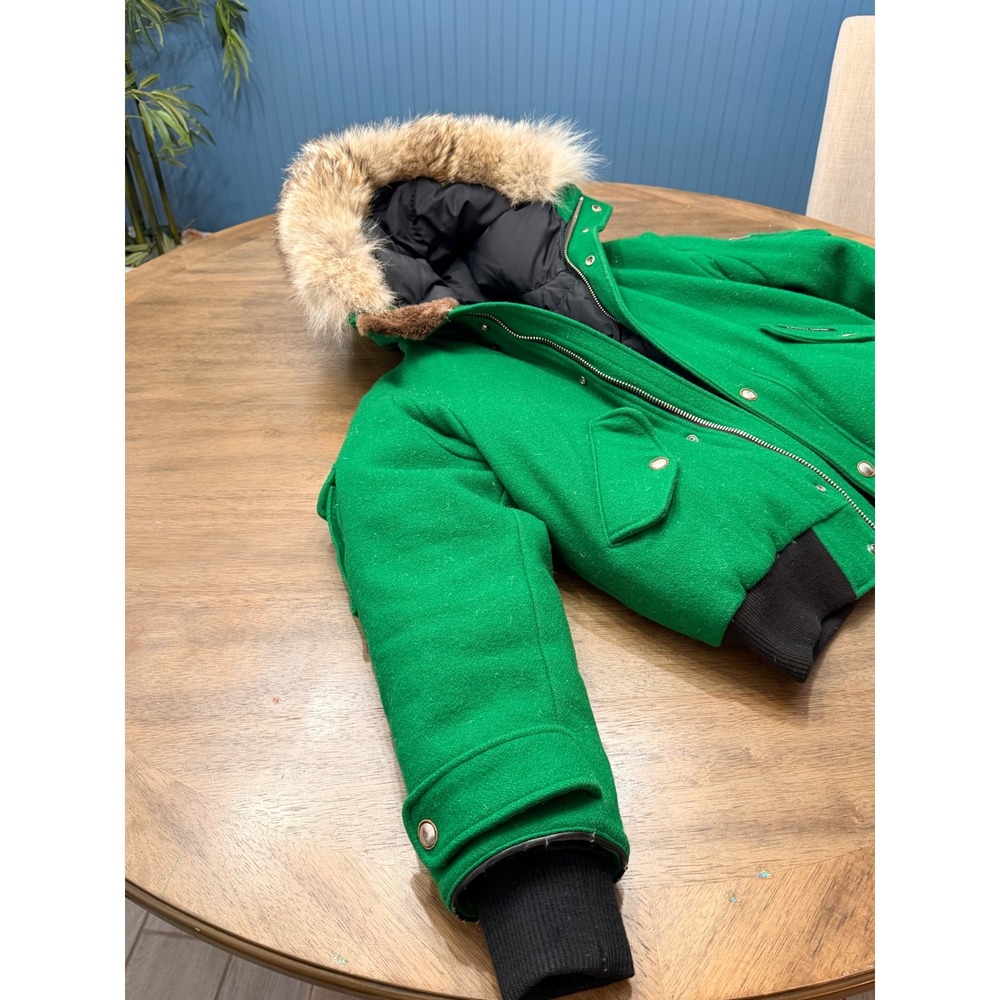 Canada Goose Chilliwack varsity Bomber Green Wool Down Fur Trim Jacket Mens Med - Picture 5 of 16